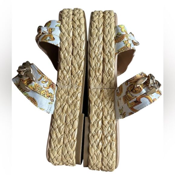 Shoe Dazzle Women's Miami Print White Chain Dola Woven Espadrille Sandal - Picture 6 of 8
